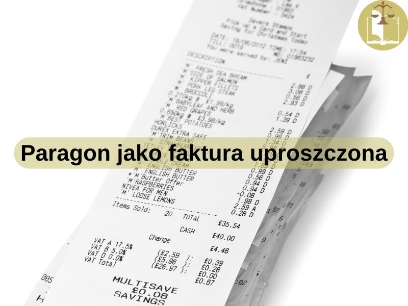Paragon jako faktura uproszczona